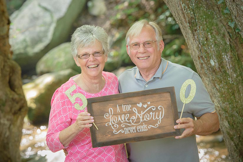 Gatlinburg Anniversary Portrait older couple Portrait in Mynatt Park Gatlinburg